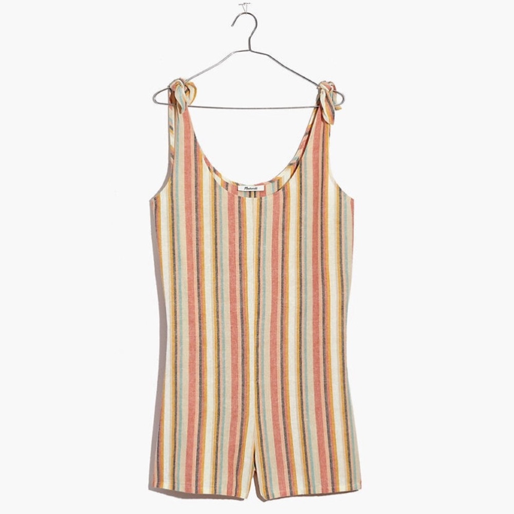 Madewell Cover-Up Romper in Rainbow Stripe - Picture 11 of 12